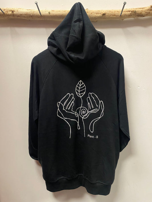 Bamboo Zipper Hoodie - Black with Origins Print